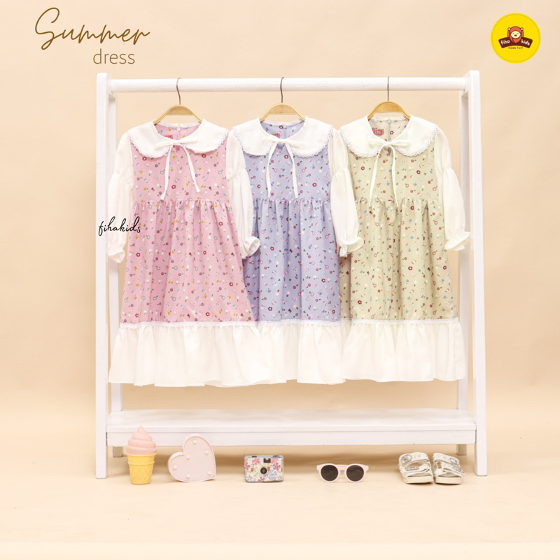 Summer Dress FREE PASHMINA - Original by Fiha Kids