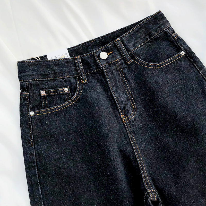 Celana jeans panjang wanita baru slim-fit high-waist straight-leg wide-leg jeans