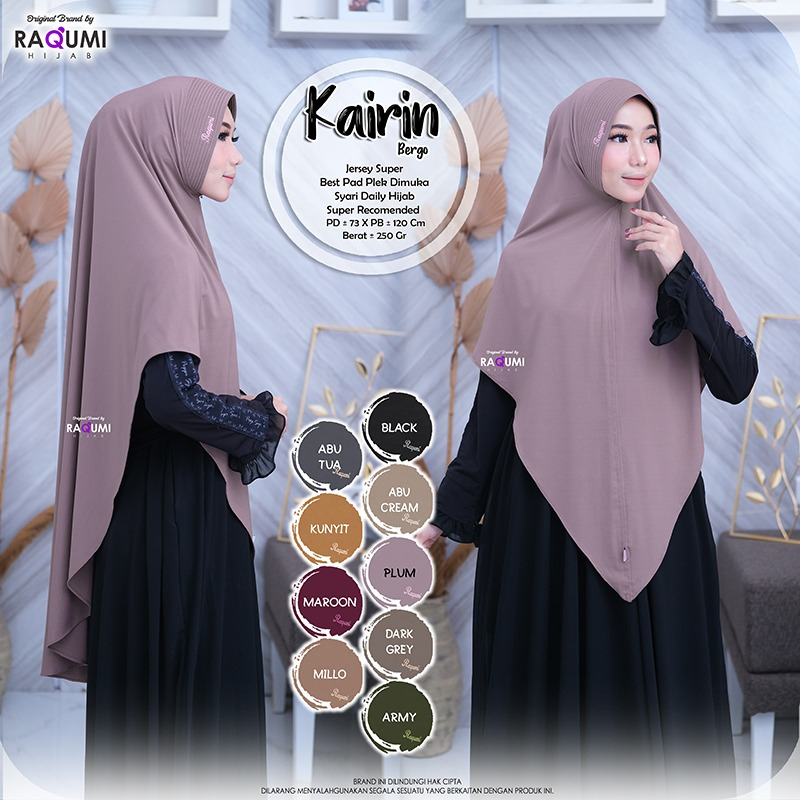 KAIRIN BERGO HIJAB, HIJAB CASUAL DAILY, HIJAB JERSEY SUPER ADEM HALUS DAN JATUH, HIJAB BEST PAD PLEK