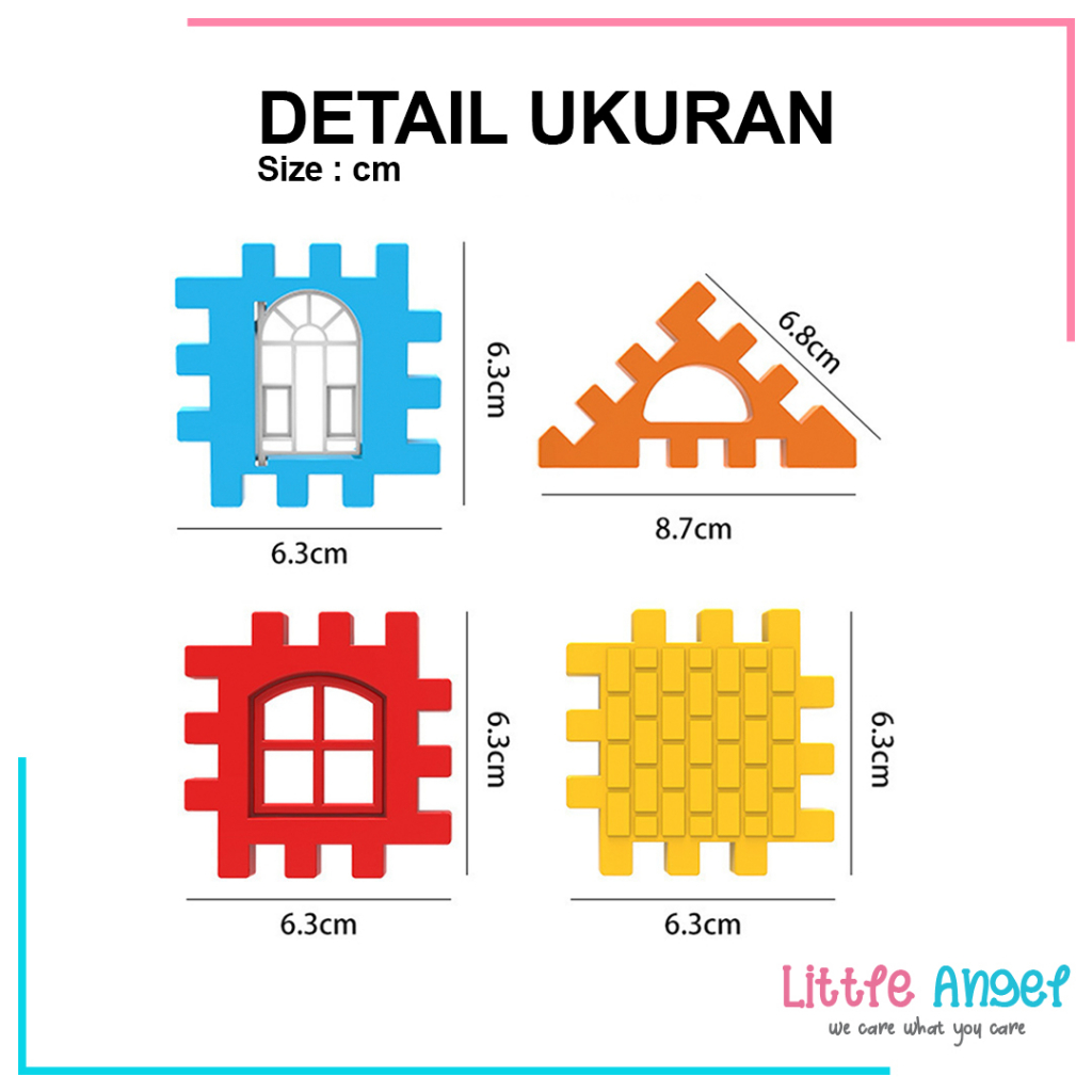 Mainan Edukasi Anak PUZZLE BLOK RUMAH Bongkar Pasang Funny Blocks Plastik Anak Laki Perempuan Balok Lego 1 2 3 Tahun SNI Brick Block Edutoys