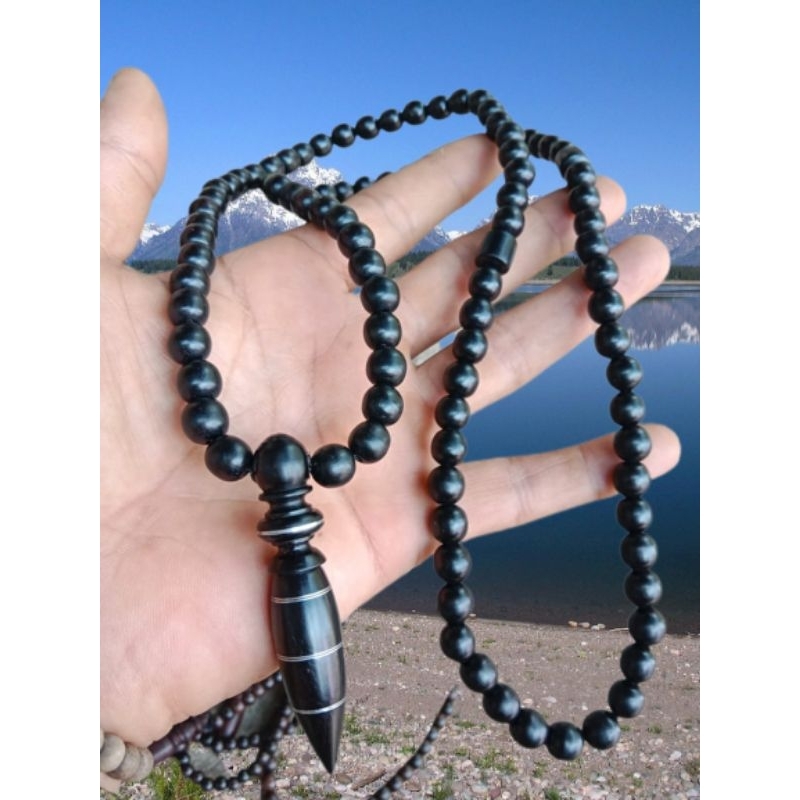 kalung tasbih galih kelor hitam 8mm tasbih kelor hitam asli kalung tasbih pria