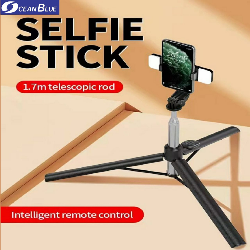 Ocean Blue OCN Y17S Y17 Tongsis Tripod Selfie Stick LED Remote Bluetooth 170Cm Tongkat Selfie Stick With Lampu HP Dudukan Penyangga Live