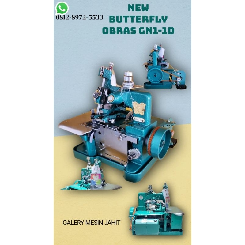 mesin obras butterfly benang tiga model GN1-1d paket included dengan dynamo