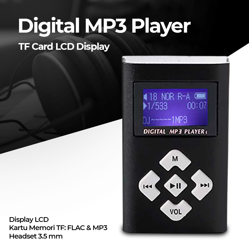 Digital MP3 Player TF Card LCD Display - ZC11 - Black