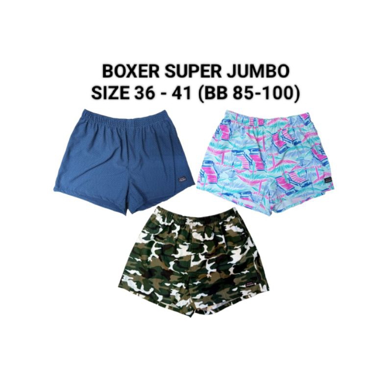 3 PCS BOXER JUMBO PRIA WANITA PREMIUM BAHAN KATUN PRINTING XXXL