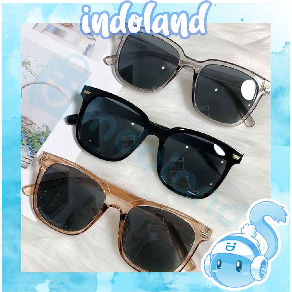 ☀ INDOLAND ☀  Kacamata Priawanita Frame Kotak Besar Lensa Cermin Flat Gaya Korea Retro G043