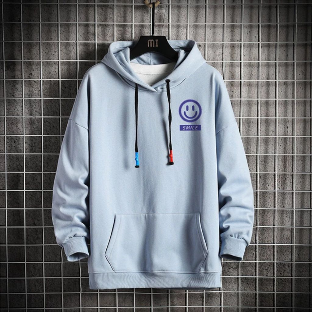 Hoodie LOGO SMILE Simple UNISEX Pria Wanita || Size L - XXL