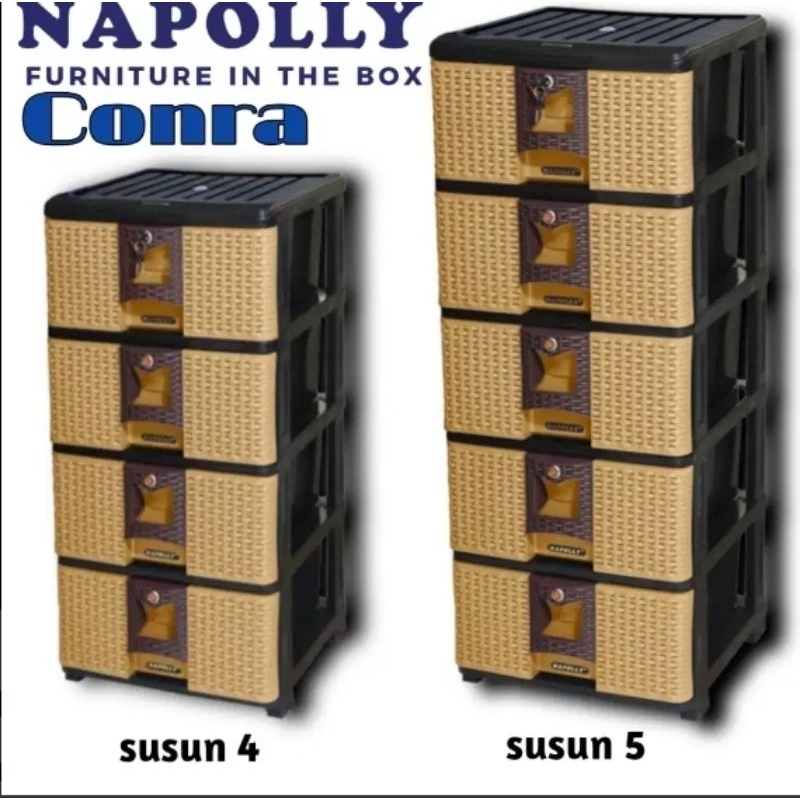 (Khusus Wilayah Kota Palembang) Lemari Laci/Lemari NAPOLLY CONRA Laci 4 susun dan 5 susun Lemari Pla