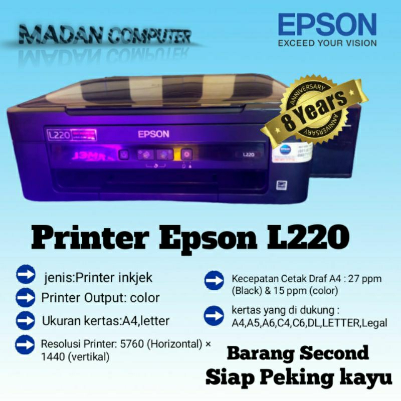 Printer Warna Epson L220 all In One +Tintah Baru Nozzle Full