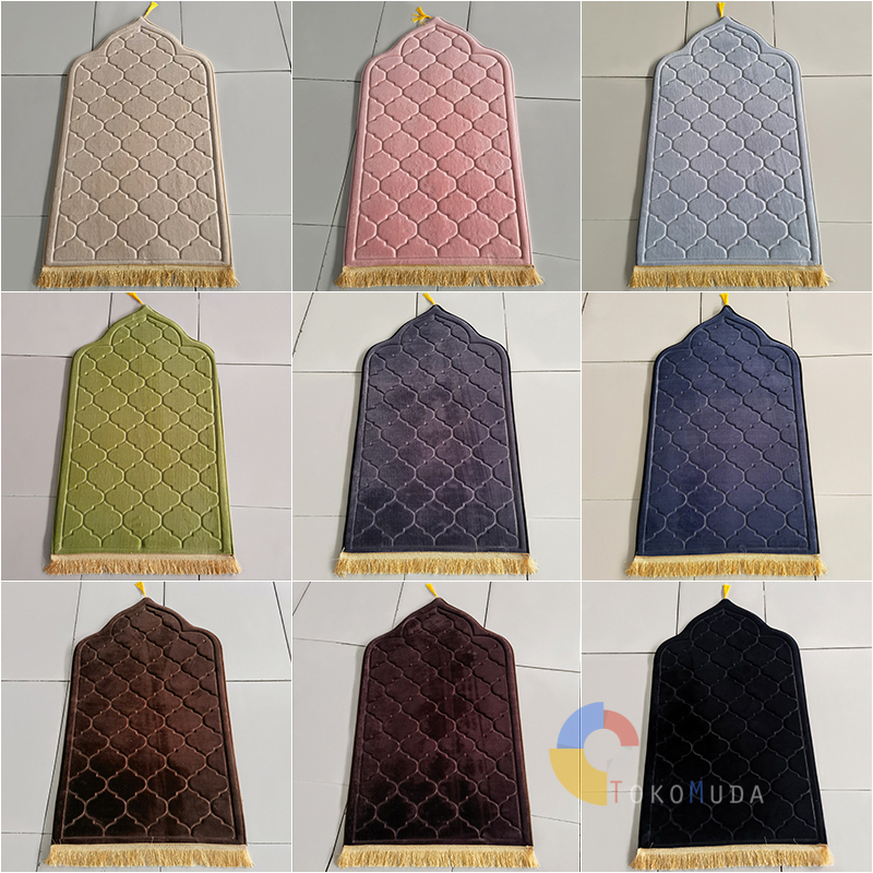 TOKOMUDA COD Sajadah Tebal Premium 70x110 Bulu Velvet Sajadah Turki Bentuk Kubah Motif  Embos