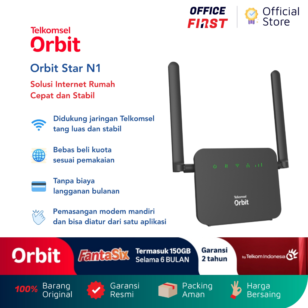 Telkomsel Orbit Star N1 Modem Wifi 4G High Speed Bonus Data