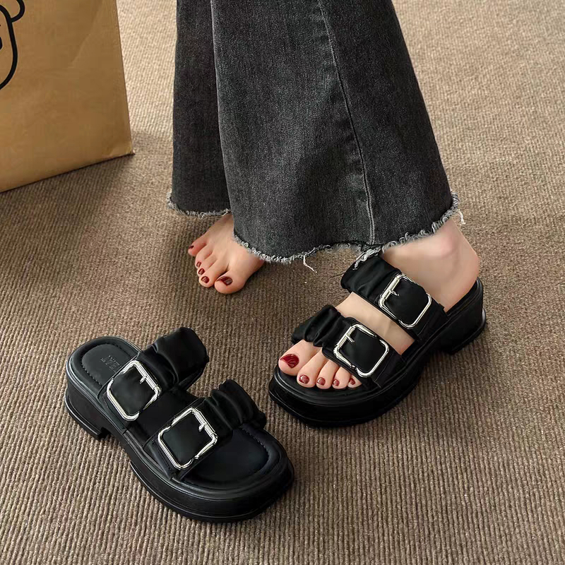 COD Sneakersdaily 668 Sandal Wedges Slip On Platfrom Wanita Premium