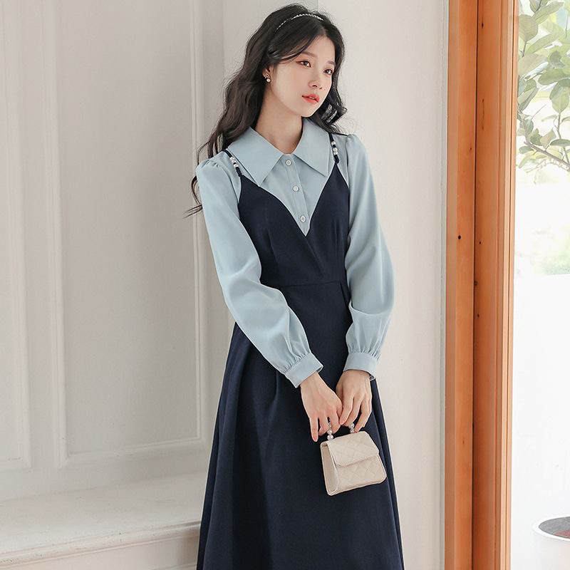 Dress A Line College Style TwoPiece Navy M495