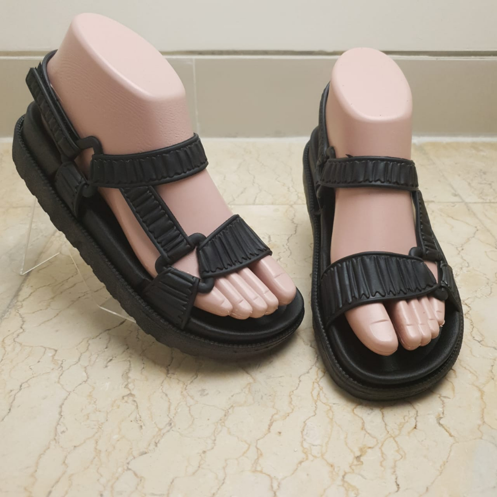 Sandal Slop Platform Let Gunung Ban Motif Segitiga Cantik Trendy Import MKY XH-8868-2Ah 37-41