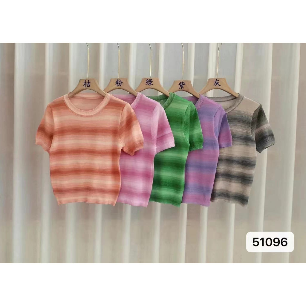 Sasmita T-shirt Knit Import Gradasi - Atasan Kaos Rajut Wanita Import TM (51096)