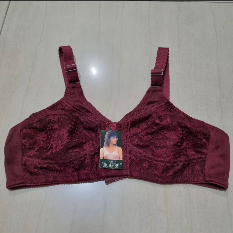 (1pc) BH bra wanita perempuan merk Yester / Eister / Sister // BH sister kaos brukat tapa kawat tanpa busa // BH emak2 transparan  sz 34 36 38 40 42