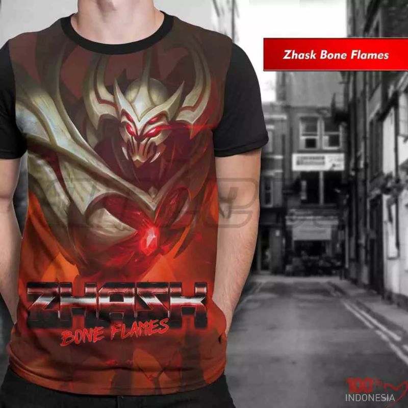 KAOS ML ZHASK BONE FLAMESH KAOS DISTRO 3D FULLPRINTING