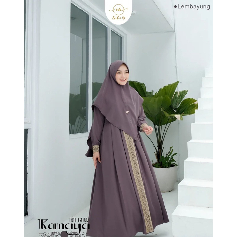 KANAYA SYARI gamis plus khimar ukuran M - L - XL - XXL gamis terbaru busui polos kekinian murah terlaris maxi dress fashion muslim baju wanita set syar'i gamis jumbo pesta kondangan seragaman berkualitas premium kekinian