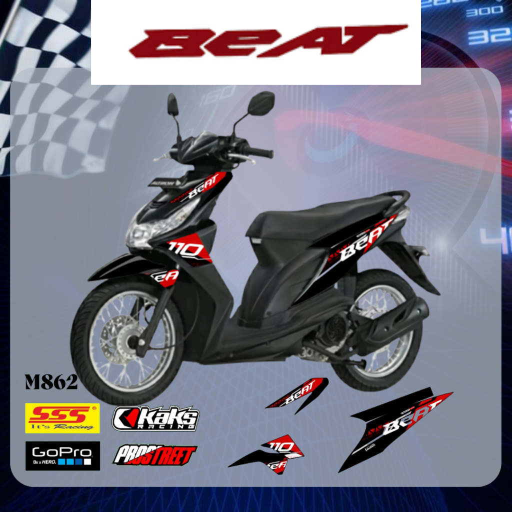 STIKER STRIPING MOTOR BEAT Karbu Tahun 2008 2009 2010 2011 2012 M862- Sticker Decal Print List Varia