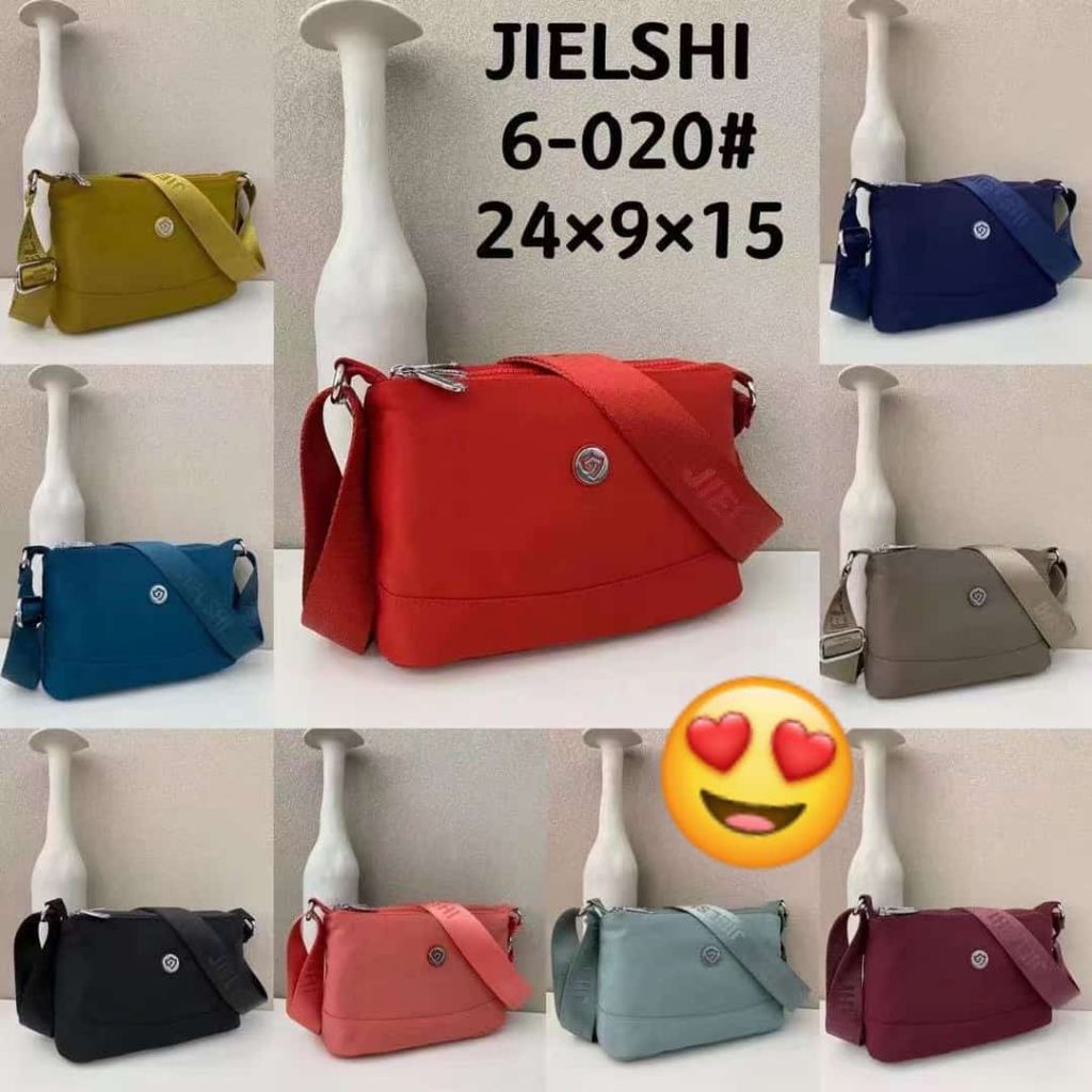 (PINK_IMP)  Jielshi New Import Tas Tas Selempang Wanita . Bahan Parasut Full Emboss