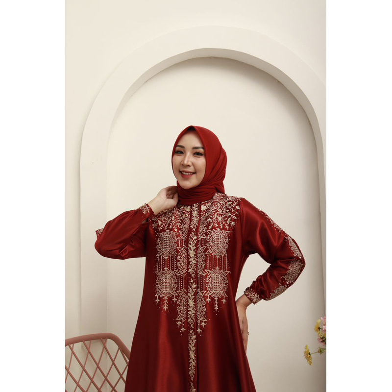 Gamis Bordir Cristal Motif Pintu Aceh Original