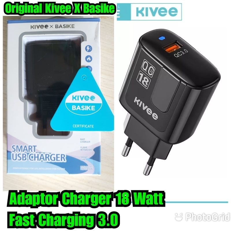Adaptor Charger Fast charging 18 watt  Original kivee Kepala Cas Kivee Asli 18 watt