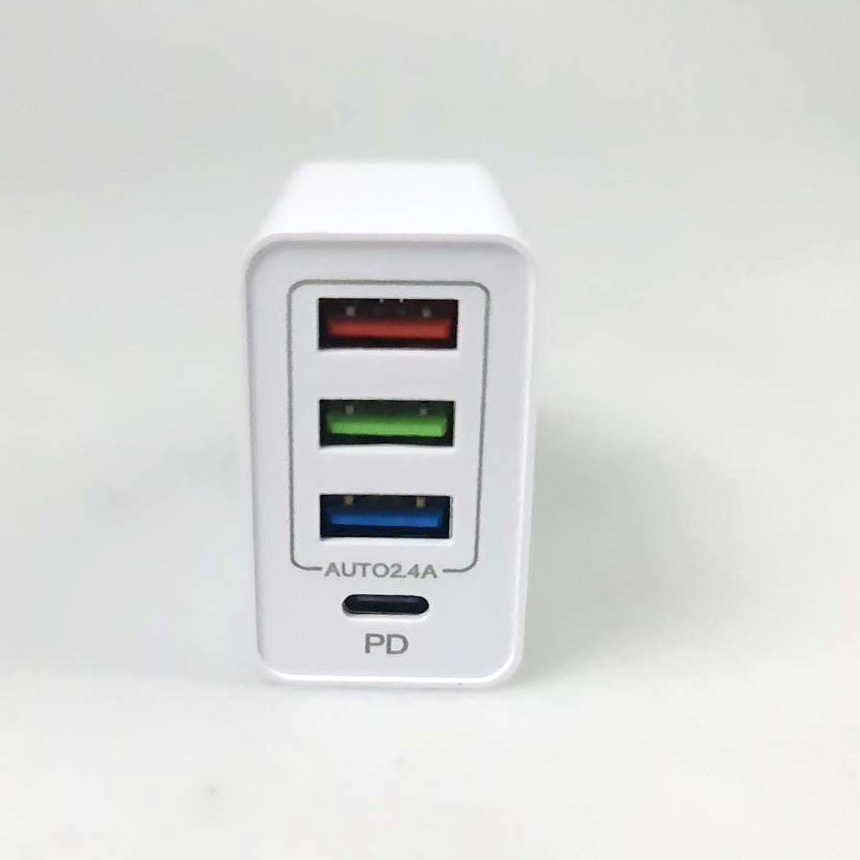 Charger USB Quick Charge QC3.0 3 USB + 1 USB Type C 2.4A - BK-391 - White