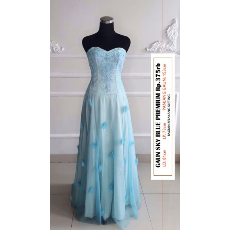 (GRATIS ONGKIR) GAUN SKI BLUE PREMIUM 1/GAUN PESTA PRELOVED/GAUN PESTA BEKAS/GAUN EVENING/GAUN MOM S