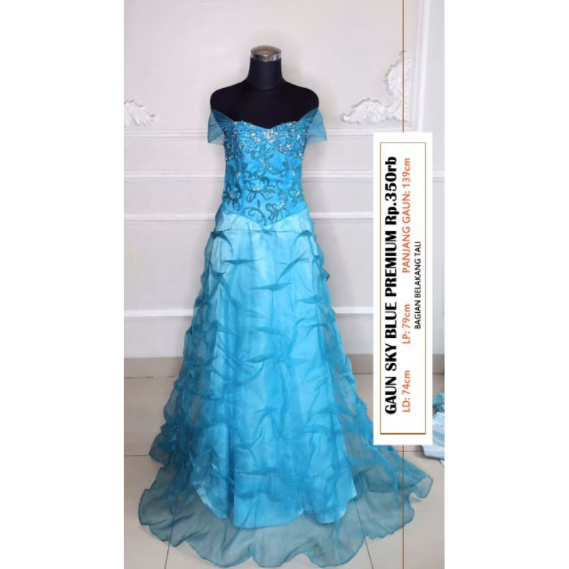 (GRATIS ONGKIR) GAUN SKI BLUE PREMIUM 1/GAUN PESTA PRELOVED/GAUN PESTA BEKAS/GAUN EVENING/GAUN MOM S