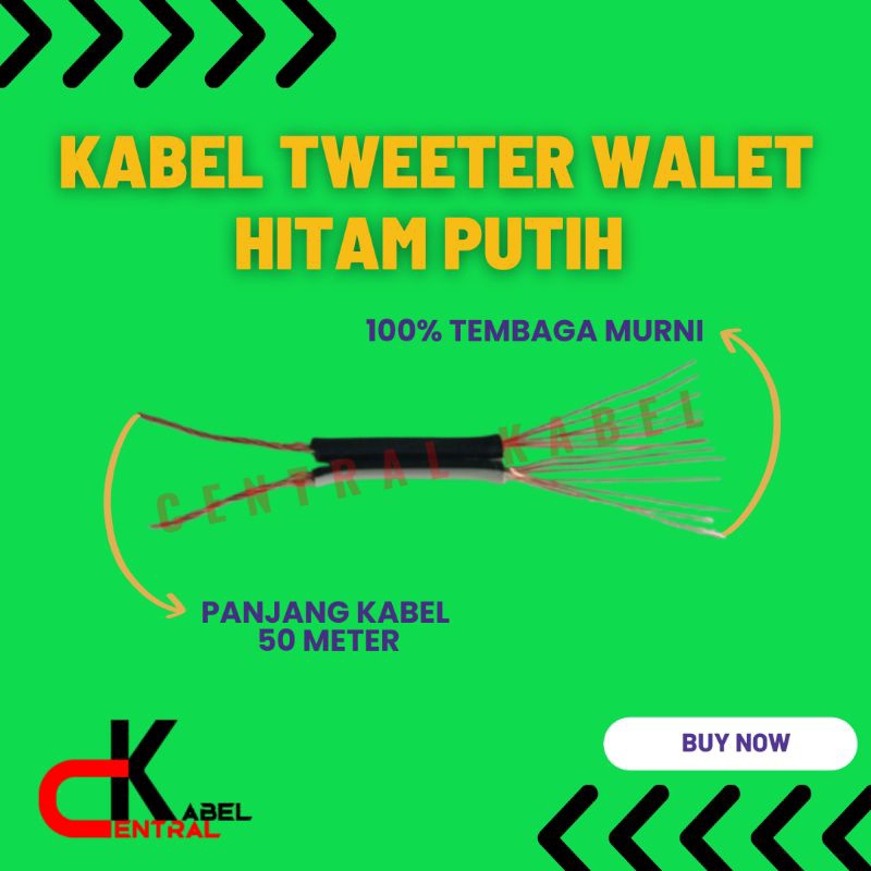 kabel tweeter wallet hitam putih 2 x 7 / 0.30 TF (50 meter)