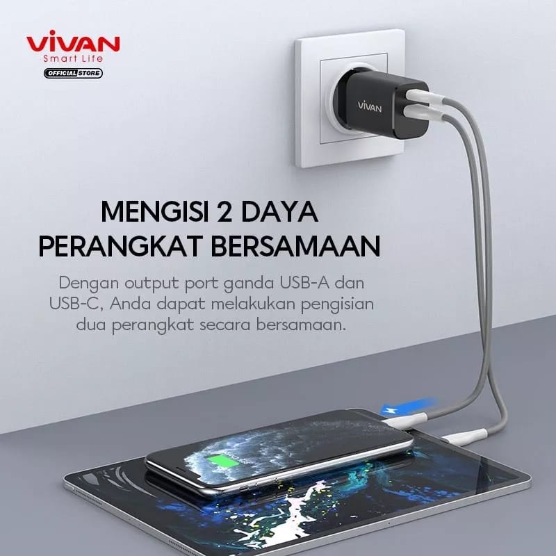 VIVAN Power Super 30 Adaptor Charger 3A Batok Charger 30W Quick Charge 3.0