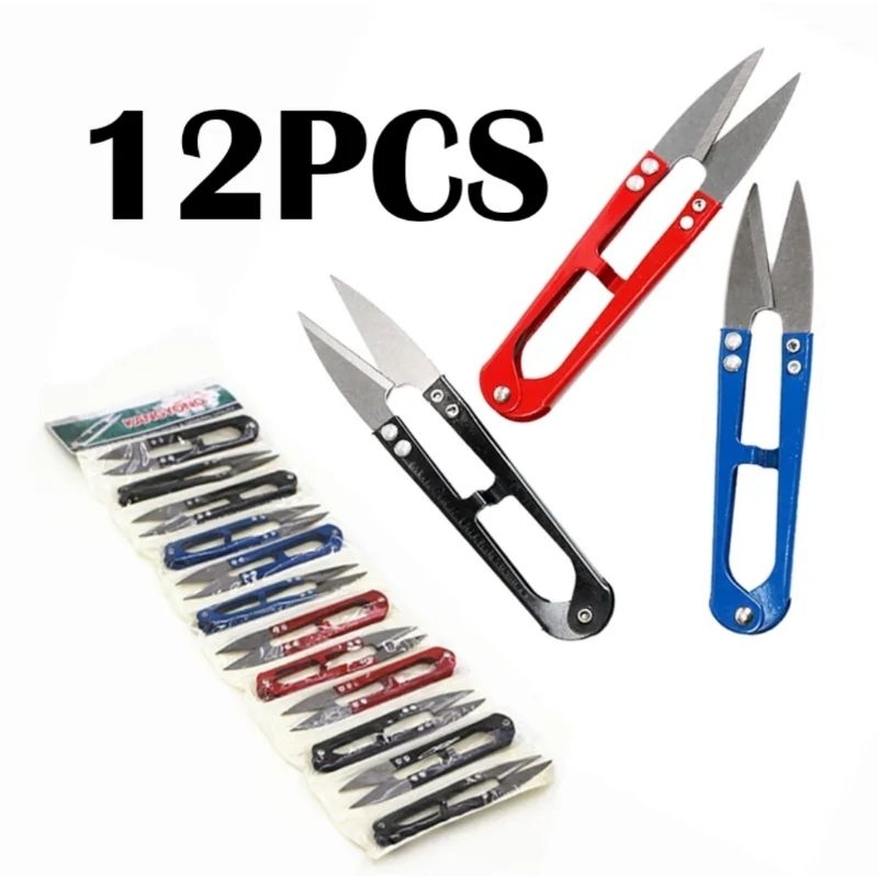 

12 Pcs Gunting Benang Jahit | Gunting U-shape Pemotong Benang Cekris DIY Sewing Tool