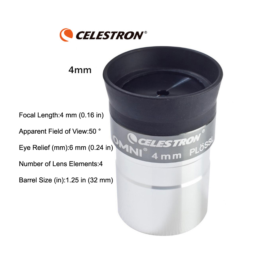 CELESTRON Omni Plossl Lensa Okuler Teleskop Eyepiece 1.25&quot; Wide Angle - 93319 - Silver Black