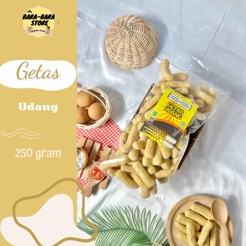 

Getas udang /kritek Bangka/stik /snack kurau/cemilan instan kemasan 250gram