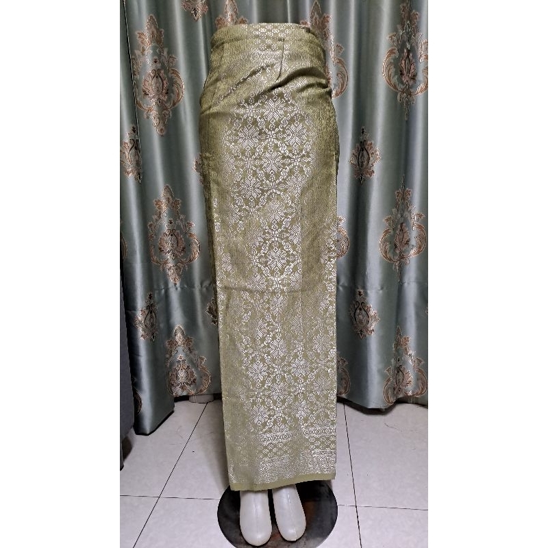 hijau ijo sage mint pupus silver kain rok span bawahan setelan songket lilit kebaya tenun palembang 