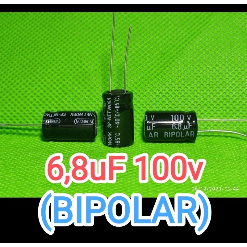 Kapasitor capasitor elco elko 6,8uF 100v 6.8uf bipolar nonpolar