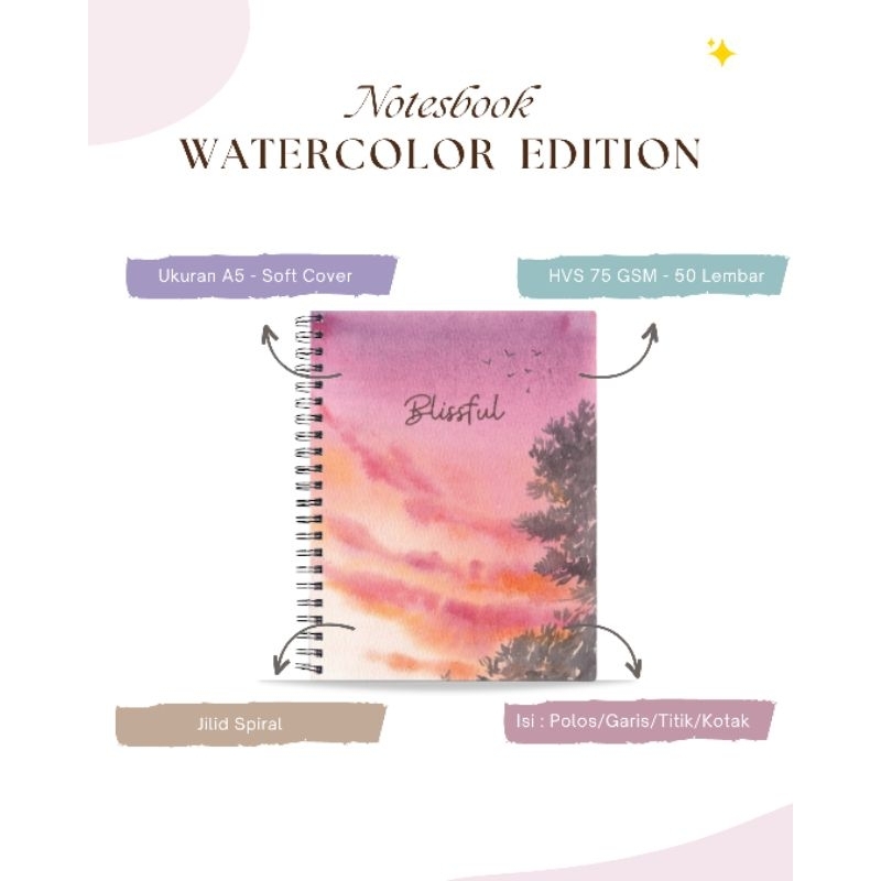 

Buku Tulis Buku Sekolah Buku Catatan Notes book Aesthetic A5 - Edisi Watercolor Quotes