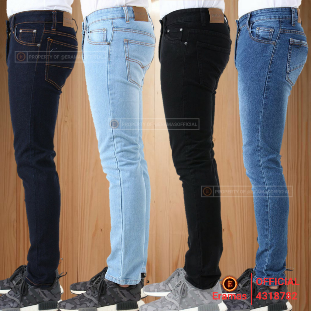 Celana Jeans Pria - Celana Jeans Cowok Panjang - Warna Hitam Biru Garmen Size 27 - 38 (3484318782)