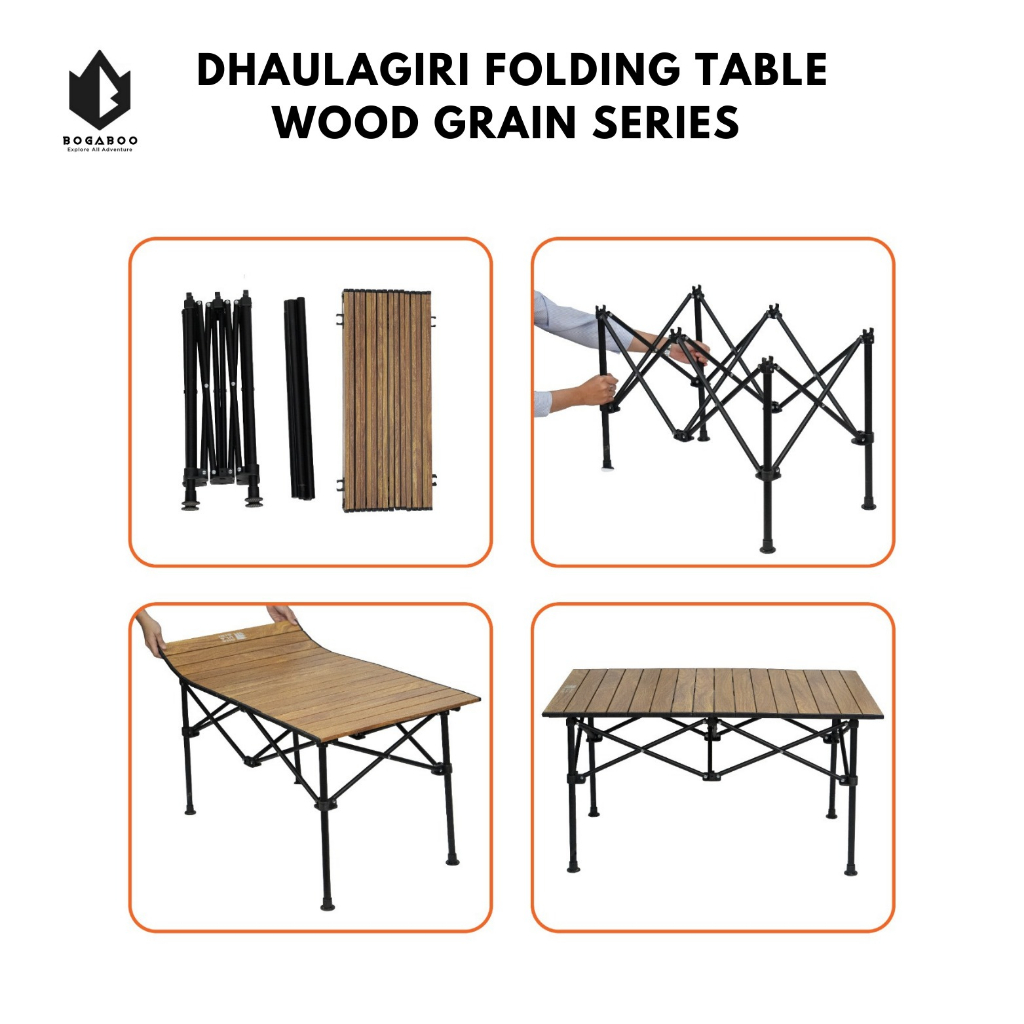 Dhaulagiri Folding Table Wood Grain Size L - Meja Lipat Camping - Meja Lipet Piknik Gunung Outdoor Mancing Hiking