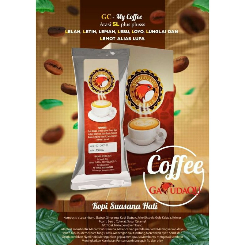 Ekstrak Kopi + Gingseng Korea GARUDAQU COFFEE 1 Box Isi 5 Sashet