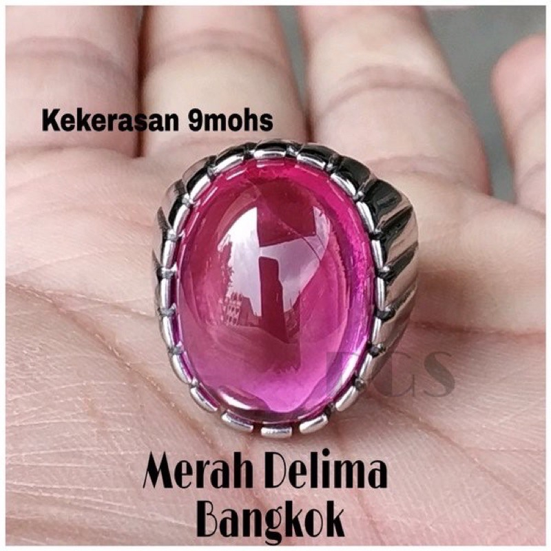 Batu Cincin Pria Merah Delima Bangkok Super Mewah Termurah HQ asli