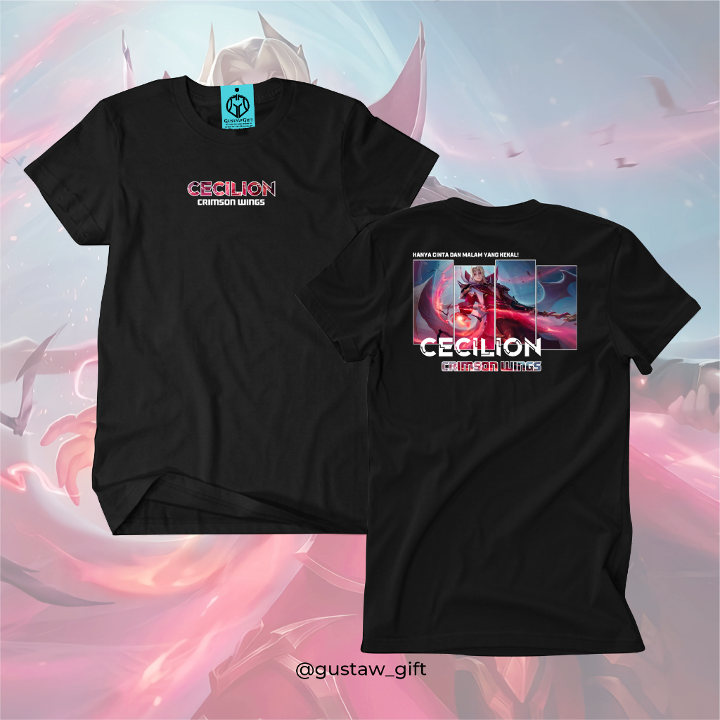 GG T-Shirt CECILION Collector skin Crimson Wings Mobile Legends Kaos Custom Katun Slim-fitting