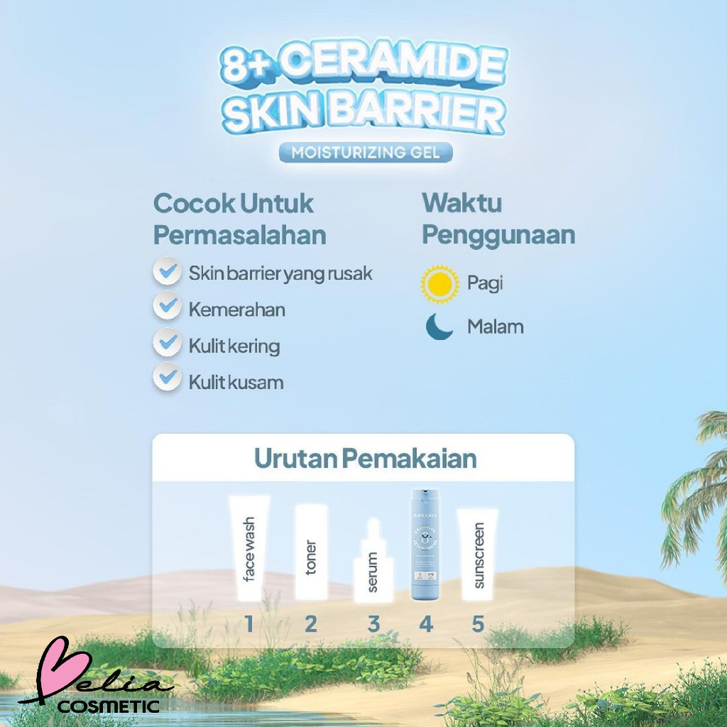 ❤ BELIA ❤ IMPLORA 8+ Ceramide Skin Barrier Moisturizing Gel 50ml Full Size | Refill | up tp 72 Hours Hydration | For All Skin Type