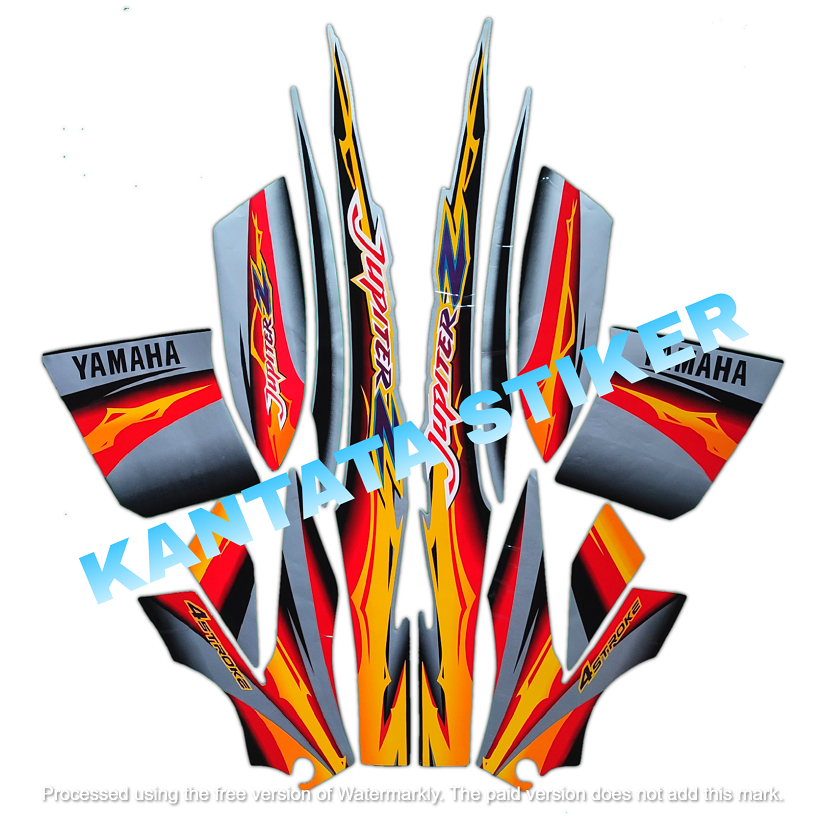 STIKER STRIPING LIS LES BODY MOTOR YAMAHA JUPITER Z 2004 STD SILVER HITAM SEPASANG STANDAR FULL SET