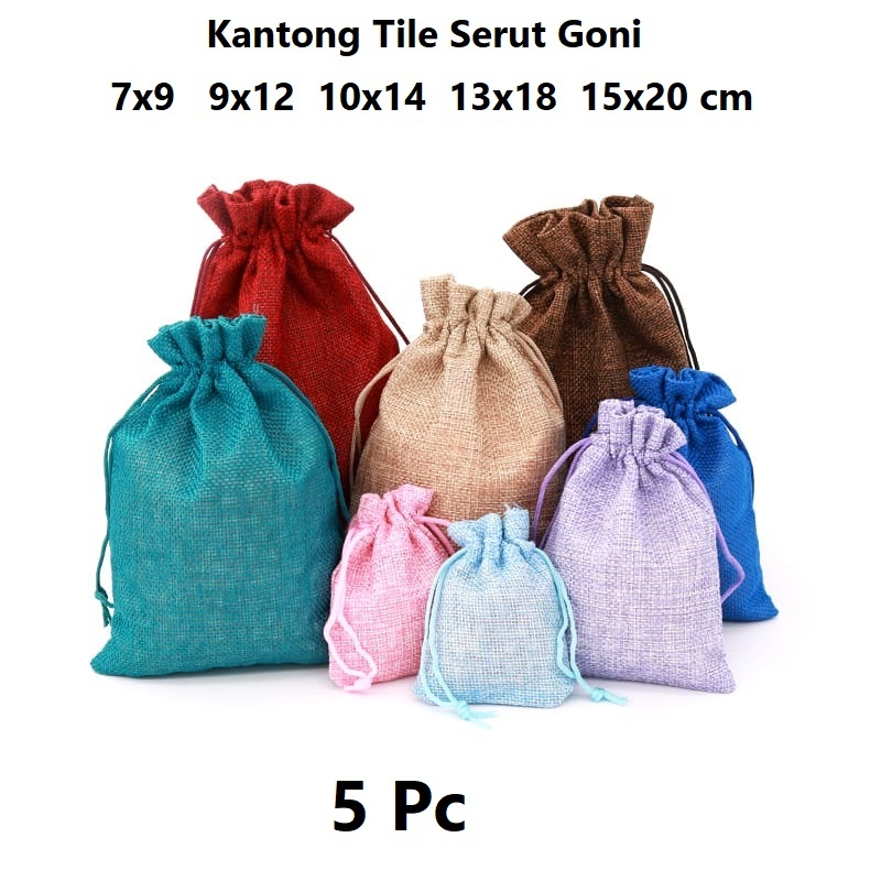 Kantong Serut Goni/Pouch Serut Drawstring Serbaguna Harga/5pc