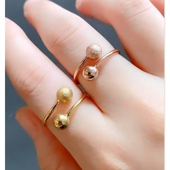 DHIO - Cincin dengan bentuk Boba setengah ukir titanium anti karat anti luntur