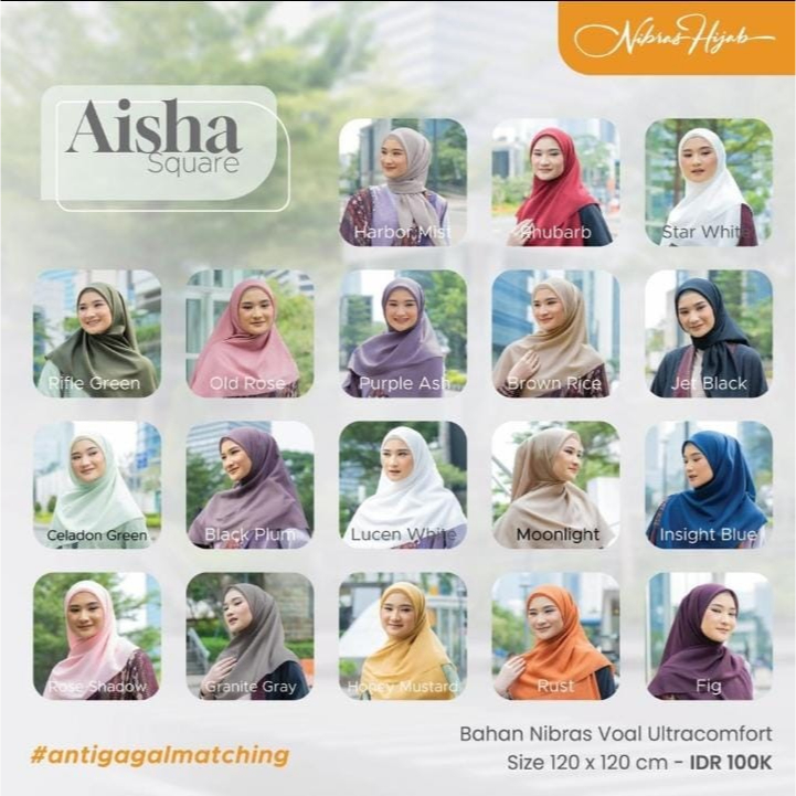 HIJAB SEGIEMPAT NIBRAS AISHA/ HIJAB NIBRAS SQUARE AISHA