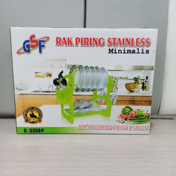 Rak Piring Stainless Minimalis 2 Layers GSF G-3350-P TERBARU