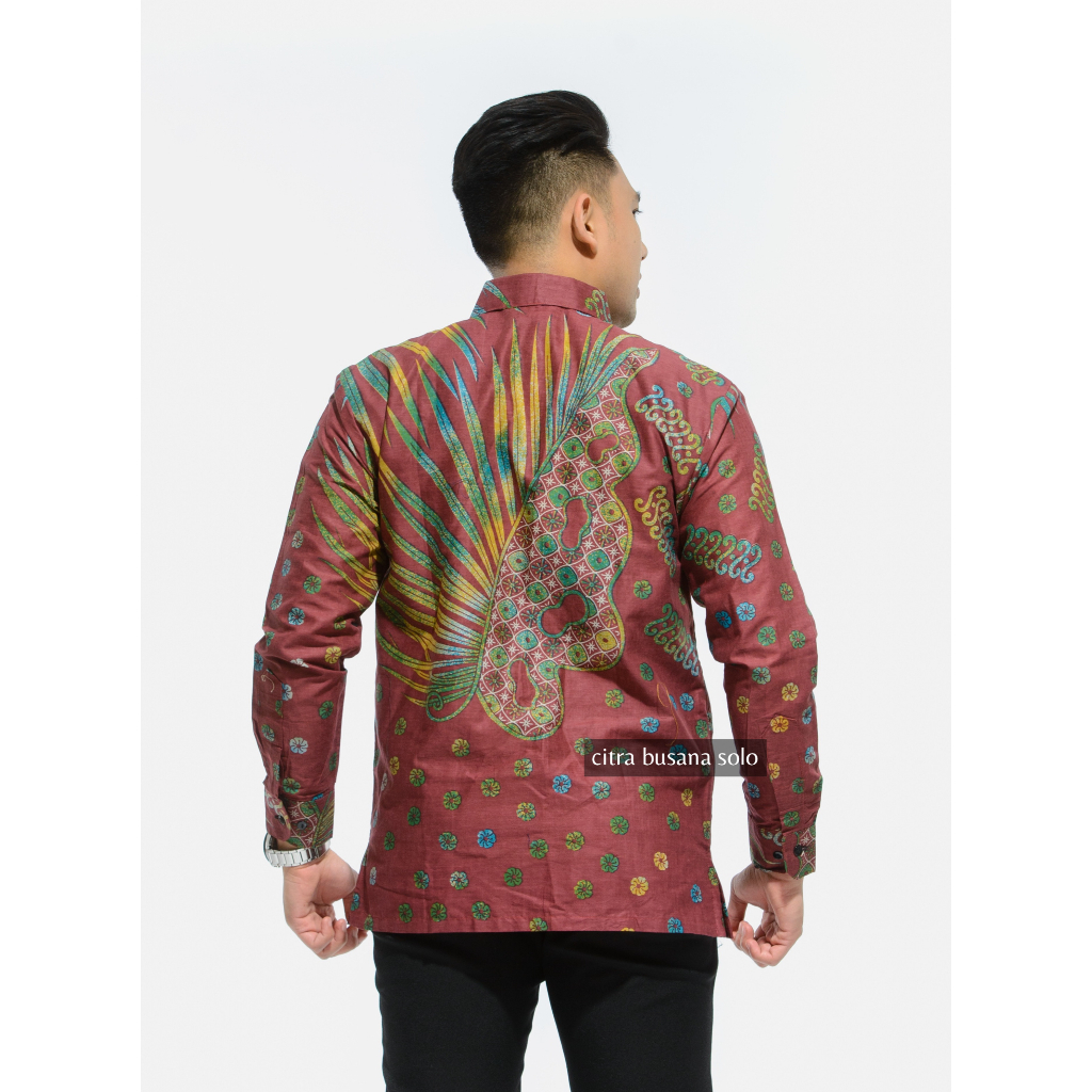 AMANGGALA MERAH Kemeja Batik Pria Full Furing Bahan Katun Primisima