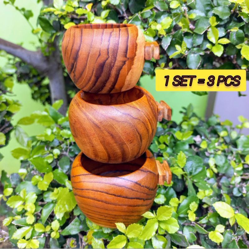 CEPUK PAKAN BURUNG KAYU JATI ISI 3 PCS / CEPUK PAKAN BURUNG / CEPUK PAKAN MINUM KAYU JATI / TEMPAT P